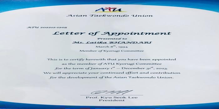 लतिका भंडारी एशियन ताइक्वांडो यूनियन की सदस्य घोषित body image